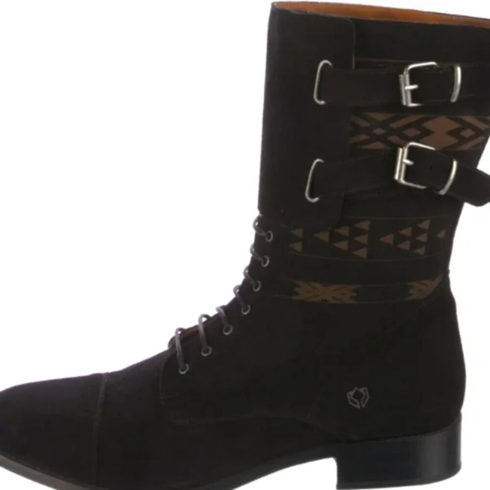 Cobra Society Javier Mens Black Suede Short Moto Riding Boots EU‎ 45 US 11.5